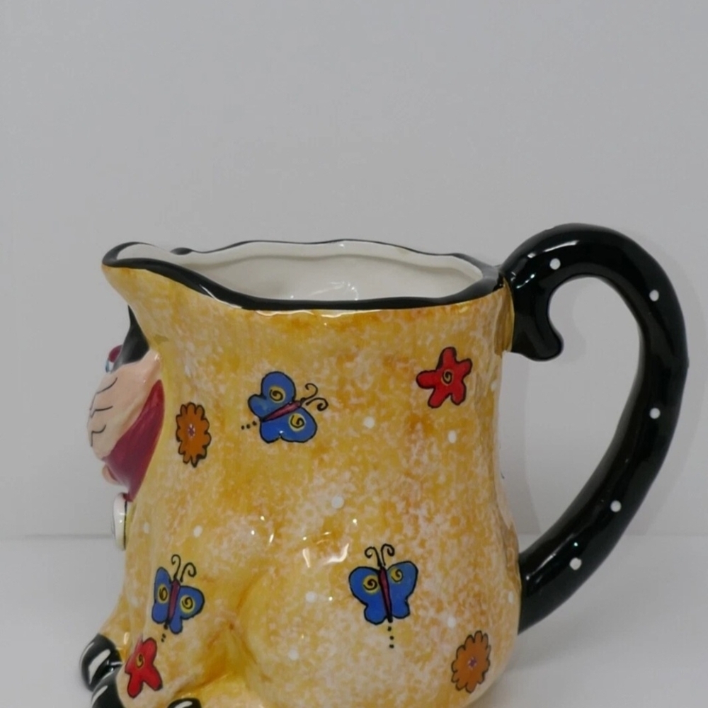 Colorful Cat Pitcher with Floral Design. * - Picture 6 of 12